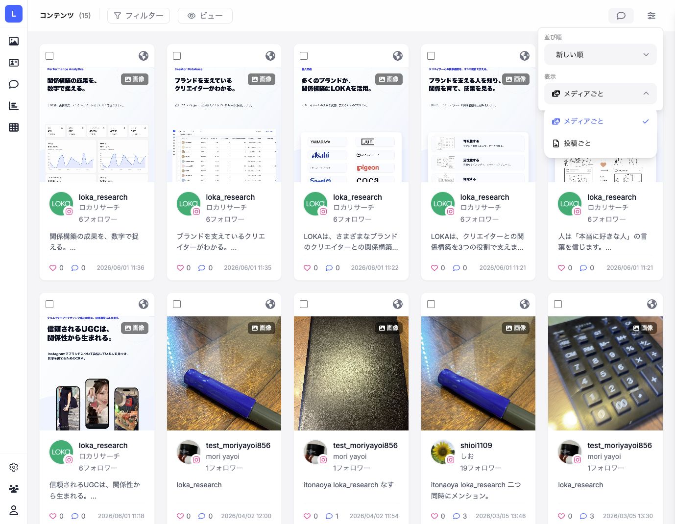 メディアごとと投稿ごとの表示切り替え