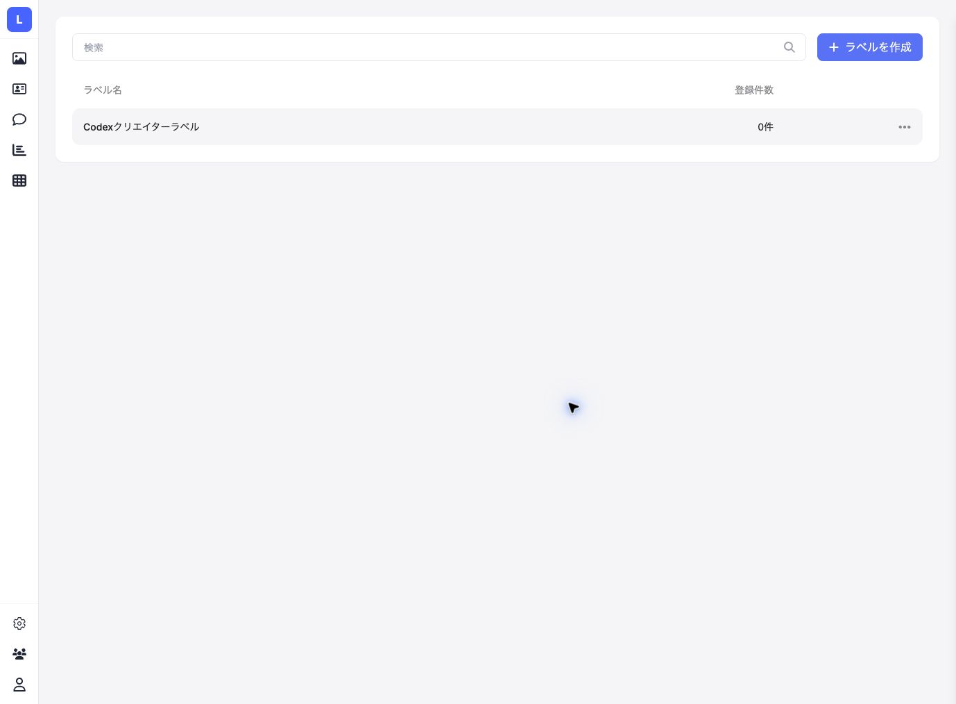 作成したクリエイターラベルが一覧に表示された画面